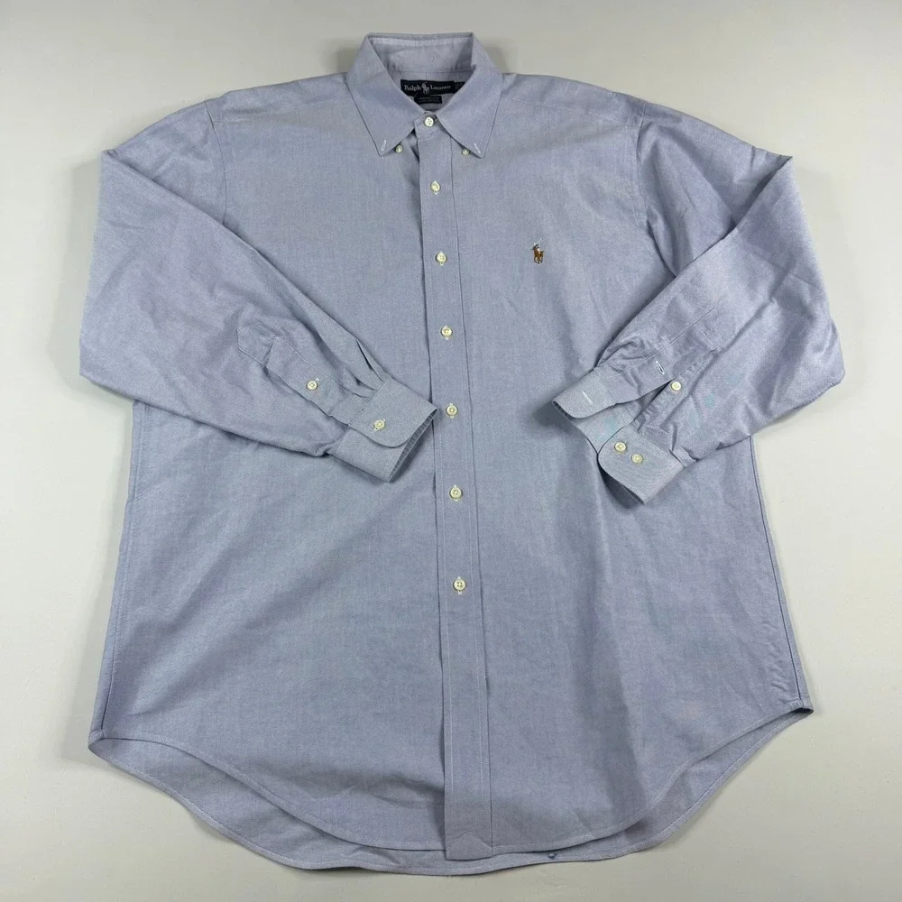 Polo Ralph Lauren Oxford Button Down Mens Large 16.5 Blue Flesh Yarmouth Shirt